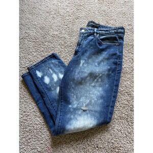 Lauren Ralph Lauren Women 14 Bleached Acid Wash Straight Leg Jeans Blue Denim